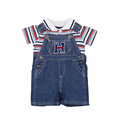 2016 Baby Striped Denim Coveralls Boy Girl Jumpsuits Summer Print Clothes Infantil Romper Newborn Next Bebes