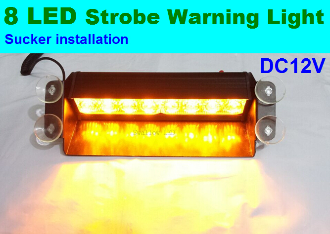 8W 8 LED car Emergency Vehicle Warning Strobe Flash Light Red Blue Yellow White mixed colors