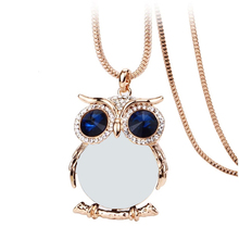 4 Colors Owl Necklace Box Chain Crystal Gold Plated Pendant Necklaces Trendy Statement Necklace Animal Jewelry