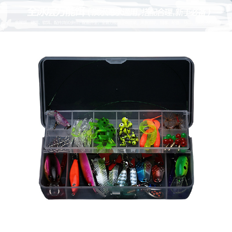 Beginner Fishing Lure Kit Hard Lures Soft Bait Spoon Spinner Baits 