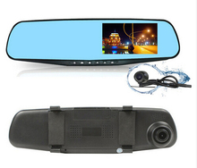 Hot! Dual Camera Car DVR Rearview Mirror Dash Cam Full HD 1080P 4.3” auto Dvrs parking recorder video camcorder night vision