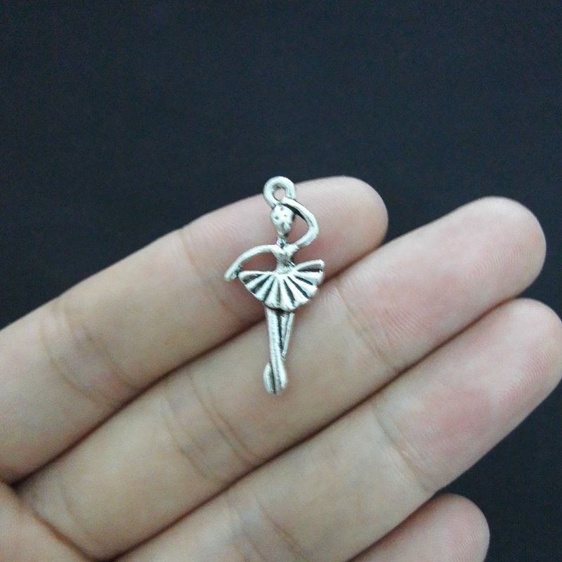 50pcs 12*27mm ballet girl charm antique silver tone diy jewelry making