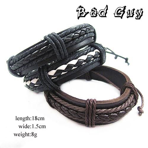sl098 PU leather bracelets bangles high quality cool leather bracelet men Casual Style fashion men s