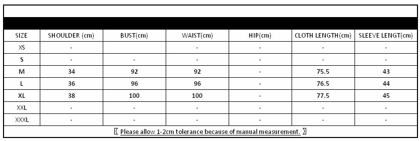 SIZE CHART