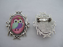10xSilver Tone Strong Metal Kilt Scarf Brooch Safety Pin With Pink Cute Bird 39*32mm