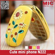 Flip lovely unlocked cartoon sunflower small women kids girls diamond cute mini cell mobile phone cellphone N222 P202