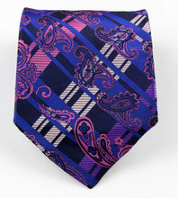 NT0380 Royal Pink Paisley Man s New Fashion Jacquard Woven Silk Polyester Tie Classic Business Party