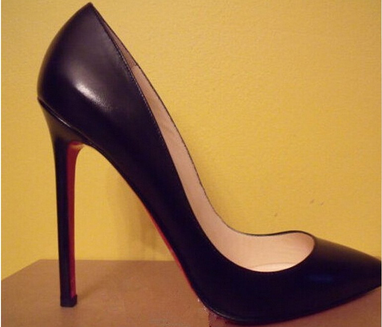 120mm Lambskin high heel Red Bottoms Black Lambskin Pigalle leather