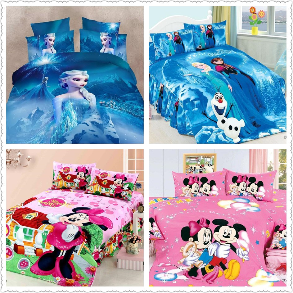 Girls Christmas Princess bedding set bedspreads twin Frozen Mickey Minnie mouse Hello Kitty bed set duvet cover sheet pillowcase