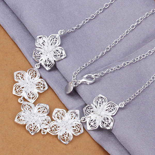 New Listing Hot selling silver plated retro charm flowers Necklace Fashion trends Jewelry Gifts