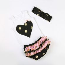 choose color Baby Girls Ruffle Bloomers Diaper Cover Gold Polka Dot Baby Bloomer top Set Polka