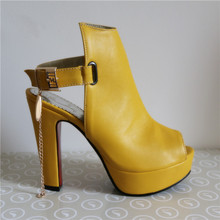 Sale Promotion Novelty Shoes Women Pumps Spring Peep Toe Gladiator Chunky High Heels Platform Female Chains