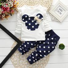 Unkids new fashion girls clothing sets minnie children clothes bow tops t shirt leggings pants baby kids suits 2 pcs suit retail