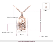 Fashion Austrian Crystal Lock and Key Pendant Necklace Gold Plated ROXI Gift Jewelry