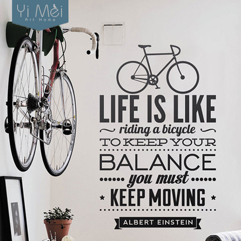 Life Is Like Riding A Bicycle Quote Bike Sport DIY Vinyl Art Wall Decor Stickers Wallpapers Home 60x95CM Albert Einstein 2015
