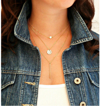 Western Fashion Charm Brand Gold silver Multilayer Choker Necklace Bar Collar Bid Necklace Metal Chain Women