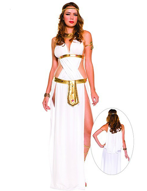Halloween Sexy Egyptian Cleopatra Costume Ladies Cleopatra Roman Toga Robe Greek Goddess Fancy Dress Costume Outfits White