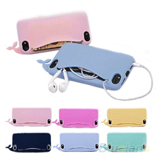 New desing phone bag handbag Kawaii Big Mouth Whale Rubber Card Holder Soft Case Cover for Apple iPhone 4/ 4S/ 5/ 5S