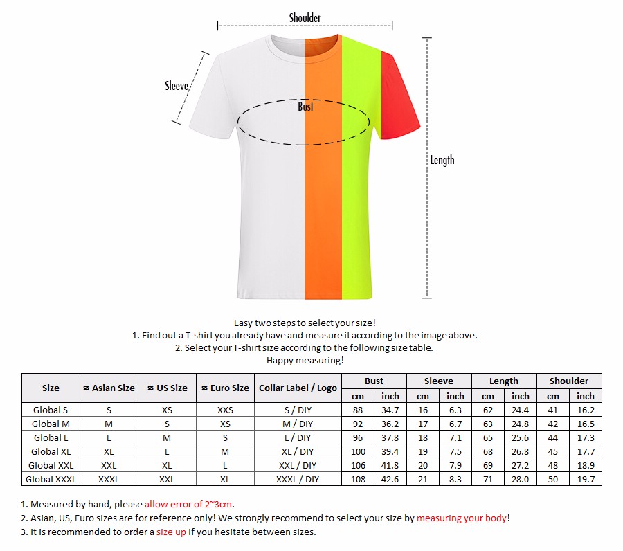 Textual Tees Size Chart