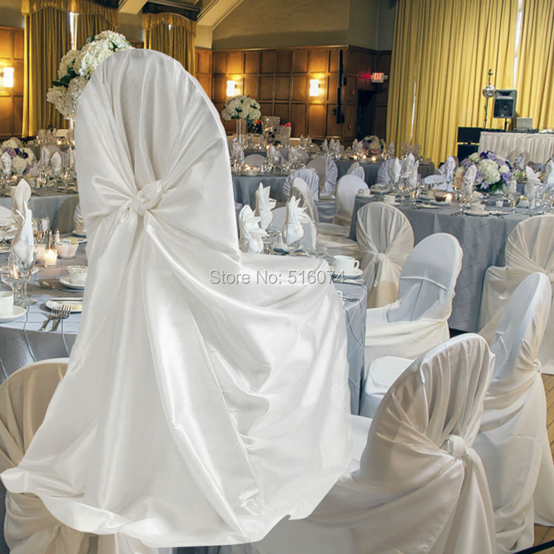 Hot Sale 1pcs Gold Self Tie Satin Chair Cover Wedding Banquet