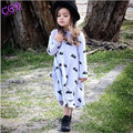 Spring Autumn Long sleeved O collar Baby Girls Dress Kids Clothes Cute Cartoon Mice Dress For