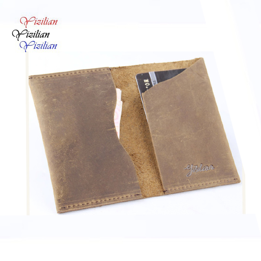 2015 Hot sell Men Women Crazy Horse Leather 2 card holder slim Brown ID Holders wallets