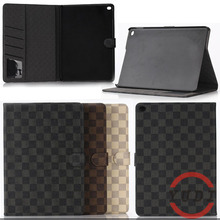 High Quality!Business style For Apple iPad Air 2 case Plaid Design PU Leather e-book cases for iPad 6 Cover With Card Holder