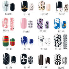 14 Tips NAIL Art Full Self Adhesive Stickers Polish Foils Transfer Tips Wrap Flowers Bowknots Leopard Decals Manicure Tool