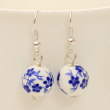 Personalized retro handmade porcelain ceramic national wind small domestic wholesale jewelry earrings for women Free shipping