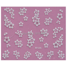 3D Nail Art Stickers Decal Beauty Cute White Flowers Rhinestones Design Decorative French Manicure Tools