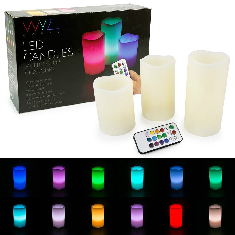 Battery Powered LED Flameless Candles RGB Color Changing LED Candle