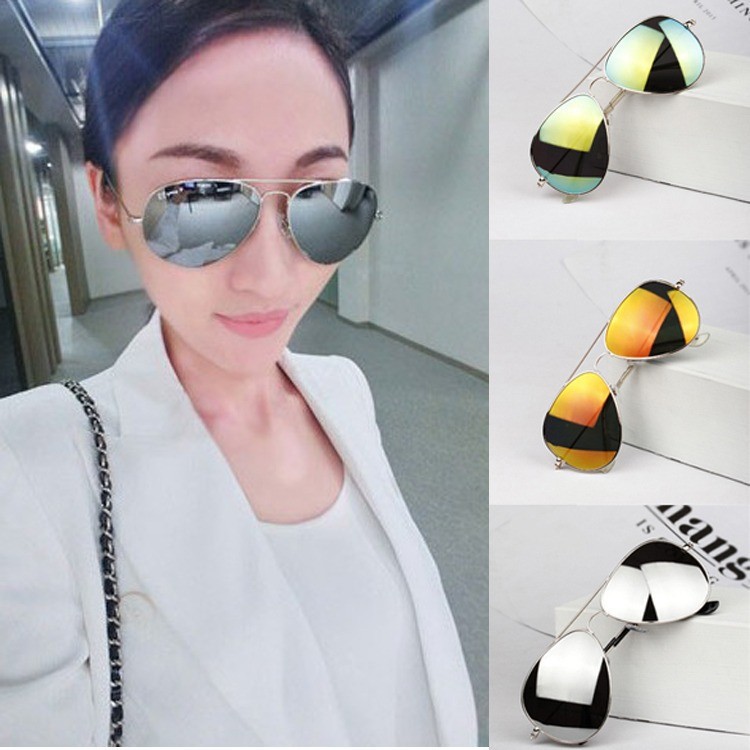 Hot Sale Summer Style Women Sunglasses Metal Frame Reflective Eyewear Spectacles Colorful Lens Gafas De Sol
