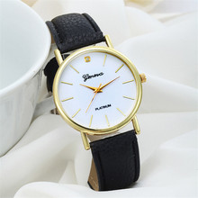 Factory price Women s Fashion Design Dial Leather Band Analog Quartz Wrist Watch JUl17
