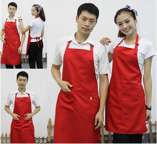 1 X New Unisex Women Men Kitchen Restaurant Bib Cooking Aprons With Pocket Baking Mats Gift