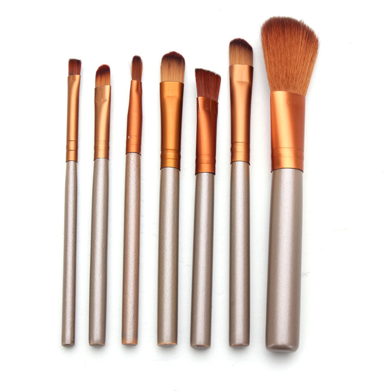 7Pcs Pro Makeup Gold Brush Pen Set Foundation Concealer Blending Blush Comestic Brush Kit Beauty Tool