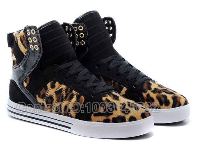 Wholesale Justin Bieber Supring Yellow Black Leopard Print Suede Sky High Top Skate Shoes_1