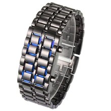 holiday sale Red &Blue Lava Style Iron Samurai Watch Men fashion sports led digital watch SM022