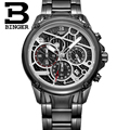 Chronograph Sport Men Watches BINGER Switzerland Luxury Brand Watch Quartz Watch Military Clock Stainless Steel Strap
