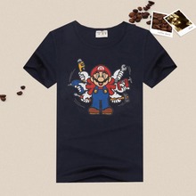 2016 T-shirt new super mario bros boys clothing short Sleeve cartoon game pattern cotton O-Neck girl clothes supermario t shirts