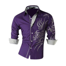 New Casual Luxury Dress Men’s Shirts Tattoo Dragon Printed Slim Fit shirt Fashion For Men Brand Long Sleeve Shirts US XS-XL