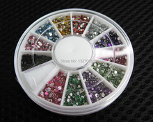 2015 High Quality 2000 1 5mm Assorted Colors Round Glitter Nail Art Decorations Wheel Rhinestones
