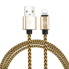 SAUFII Metal nylon Mobile Phone Cables Charging USB Cable Charger Data For iPhone 5 5S 6
