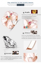LZESHINE Christmas Big Sale Jewelry Ring 18K Rose Gold Plt Austrian Crystal White Enamel Flower Ring