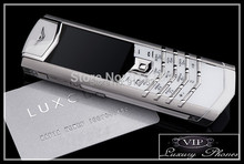 BEST TOP QUALITY SIGNATURE S DESIGN POLISHED STAINLESS STEEL,WHITE LEATHER,WHITE SAPPHIRE ,LUXURY MOBILE PHONE