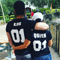 The Summer Style Men women s Casual Lovers t shirt QUEEN KING Letter Printed Couple Fashion