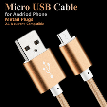 1M Colorful Nylon Line and Metal Plug Micro USB Cable for Samsung galaxy S6 S5 S4 Note A3 A5 A7 HTC Sony / Sony / Xiaomi / HTC