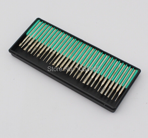 30 Pcs diamond coated burrs glass drill bit set Shank 1 8 rotary point Grit 120