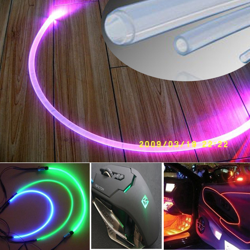 super brightness 3mm soft pmma side grow light led fiber optics