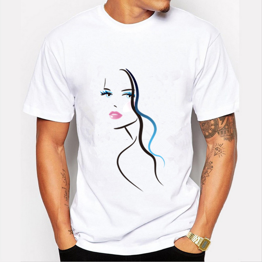 2016 Casual Novelty Men T-shirt Beautiful Woman 3D Prints 20 Colors Short Sleeved Round Neck Man Cotton Top Shirt YH-M-69