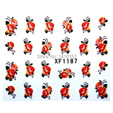 Min order is 10 mix order Water Transfer Nail Art Stickers Decal Beauty Orange Peony Flowers